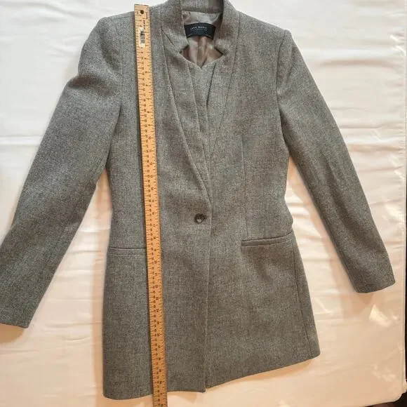 Zara Basic Collection Grey Lambswool Longline Coat Blazer Jacket XS - Picture 11 of 16